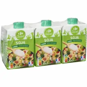 Soja para cocinar Carrefour pack de 3 unidades de 200 g.