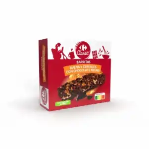Barritas de cereales con chocolate Classic Carrefour 120 g.