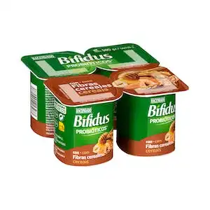 Bífidus probiótico con cereales y fibras Hacendado 4 ud. X 0.125 kg