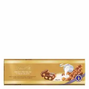 Chocolate suizo con leche y avellanas premium Lindt 300 g.