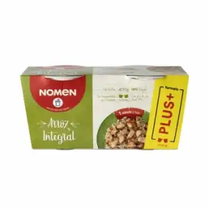 Arroz integral para microondas Nomen sin gluten pack de 2 unidades de 200 g.