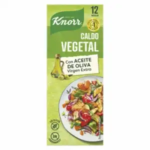 Caldo vegetal con un toque de aceite de oliva virgen extra Knorr sin gluten 12 pastillas