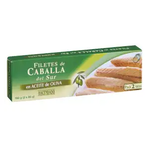 Filetes de caballa del sur en aceite de oliva Hacendado 2 latas X 0.065 kg