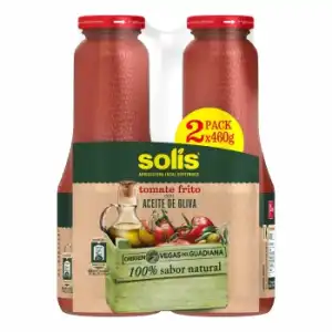 Tomate frito con aceite de oliva Solis pack de 2 tarros de 460 g.