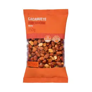 Cacahuete frito y salado Hacendado con piel Paquete 0.25 kg