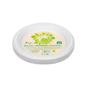 Plato postre biodegradable Bosque Verde Paquete 15 ud