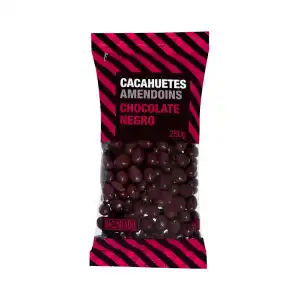 Cacahuetes Hacendado chocolate negro Paquete 0.25 kg