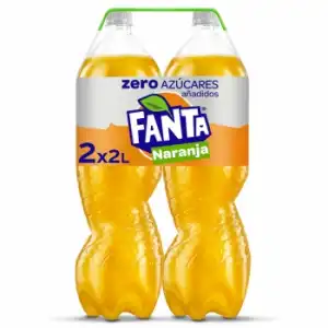 Fanta de naranja zero azúcares añadidos pack 2 botellas 2 l.