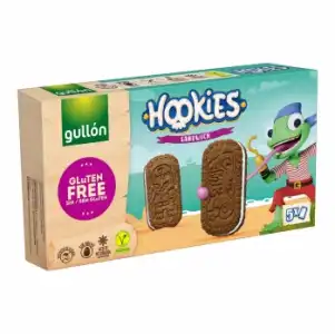 Galletas de cacao rellenas de crema Hookies Gullón sin gluten 230 g.