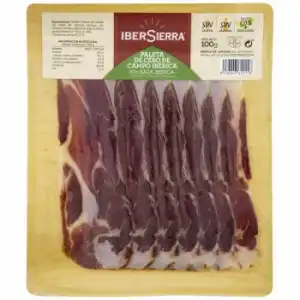 Paleta de Cebo de Campo Ibérica 50% Raza Ibérica en lonchas Ibersierra sin gluten y sin lactosa 100 g