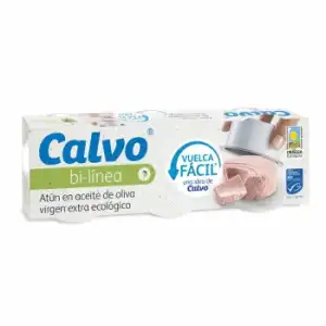 Atún en aceite de oliva virgen ecológico bi-línea Calvo pack de 3 unidades de 52 g,