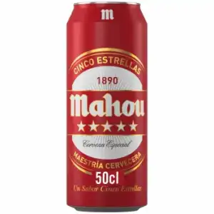 Cerveza Mahou 5 Estrellas especial lata 50 cl.