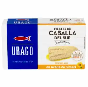 Filetes de caballa del sur en aceite de girasol Ubago 65 g.