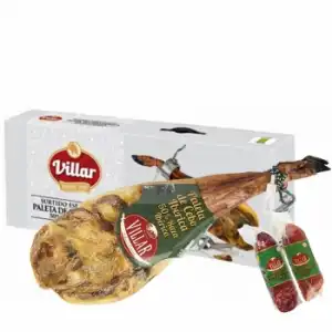 Lote de Paleta de Cebo Ibérica 50% Raza Ibérica semideshuesada Villar 4,420 kg aprox + Embutidos Ibéricos