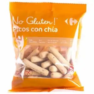 Picos con chía Carrefour No Gluten sin gluten y sin lactosa 70 g.