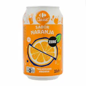 Refresco sabor naranja zero Carrefour Classic' lata 33 cl.