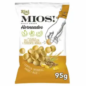 Aperitivo de maíz sabor sal ahumada y pimienta negra Risi Mios! sin gluten 95 g.