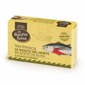 Ventresca de bonito del norte en aceite oliva De Nuestra Tierra 81 g.