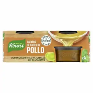 Caldo de pollo en cacitos Knorr sin gluten pack de 4 unidades de 28 g.