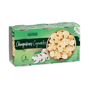 Champiñón laminado Hacendado 3 latas X 0.085 kg