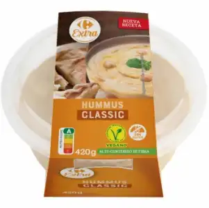 Hummus classic Carrefour Extra sin gluten 420 g.