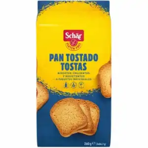 Pan tostado Schär sin gluten y sin lactosa 260 g.