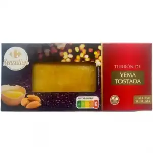 Turrón de yema tostada Carrefour Sensation sin gluten 250 g.