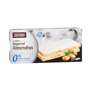 Turrón imperial con almendras Hacendado 0% sin azúcares añadidos Tableta 0.2 kg